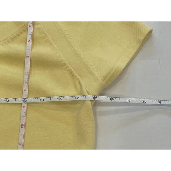 Talbots Cotton Blend Butter Yellow Short Sleeve V-Neck Sweater, Size S - Picture 8 of 9